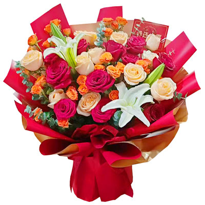 泰州19朵玫瑰百合，爱情永不凋零