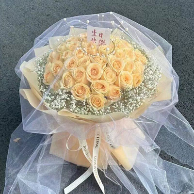 泰州52朵香槟玫瑰满天星，你就是我的全部