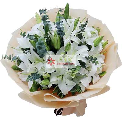 泰州9支白色多头百合，祝福你幸福