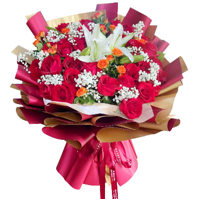 泰州33朵红玫瑰百合，爱如同花般绽放